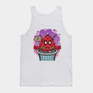 Weed Bud With Red Ninja Superhero Style. Tank Top